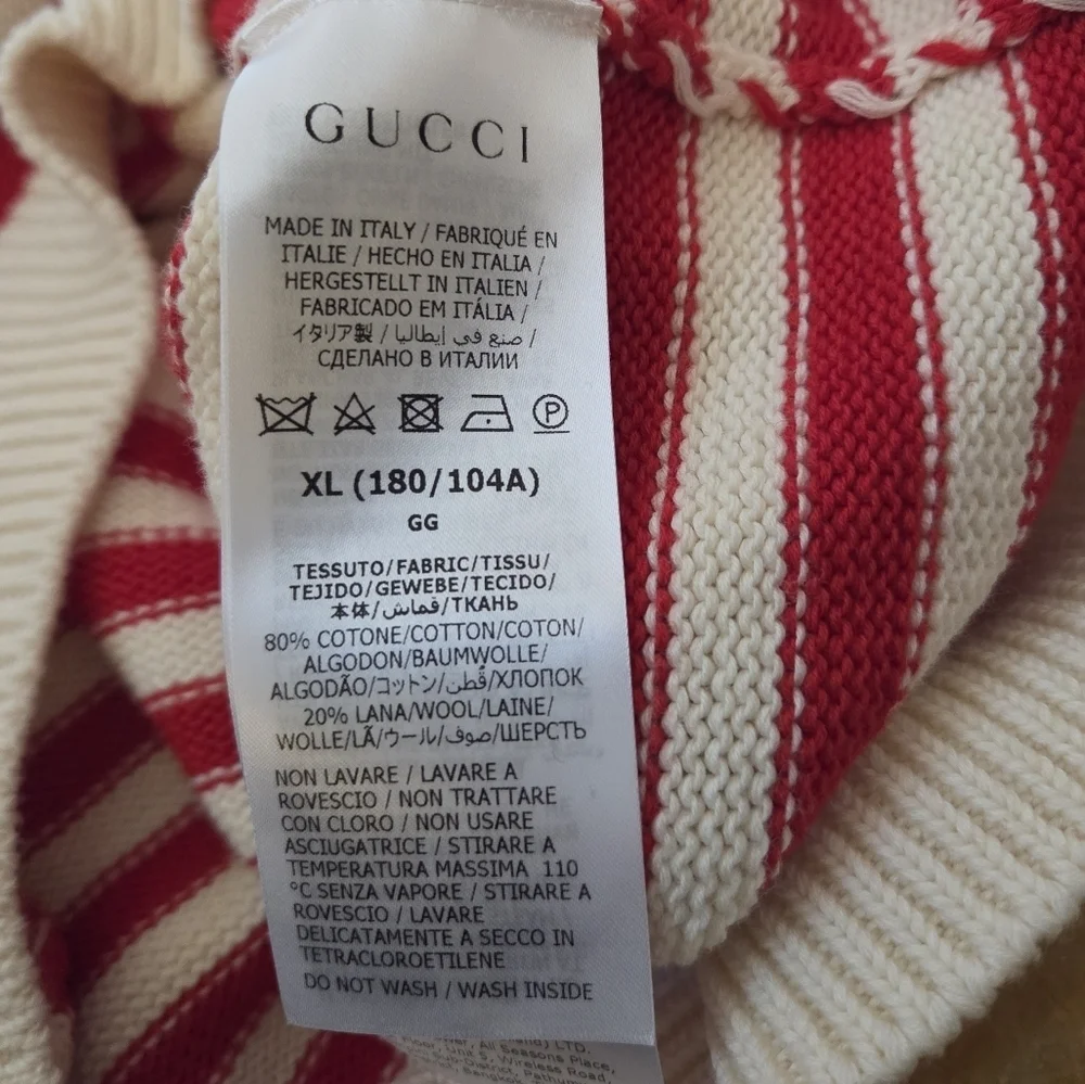 Gucci NWTs Stripped Cotton & Wool Sweater